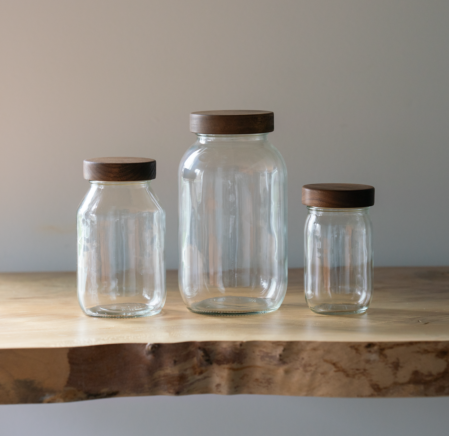 Mason Style Storage Jar with Wood Lid