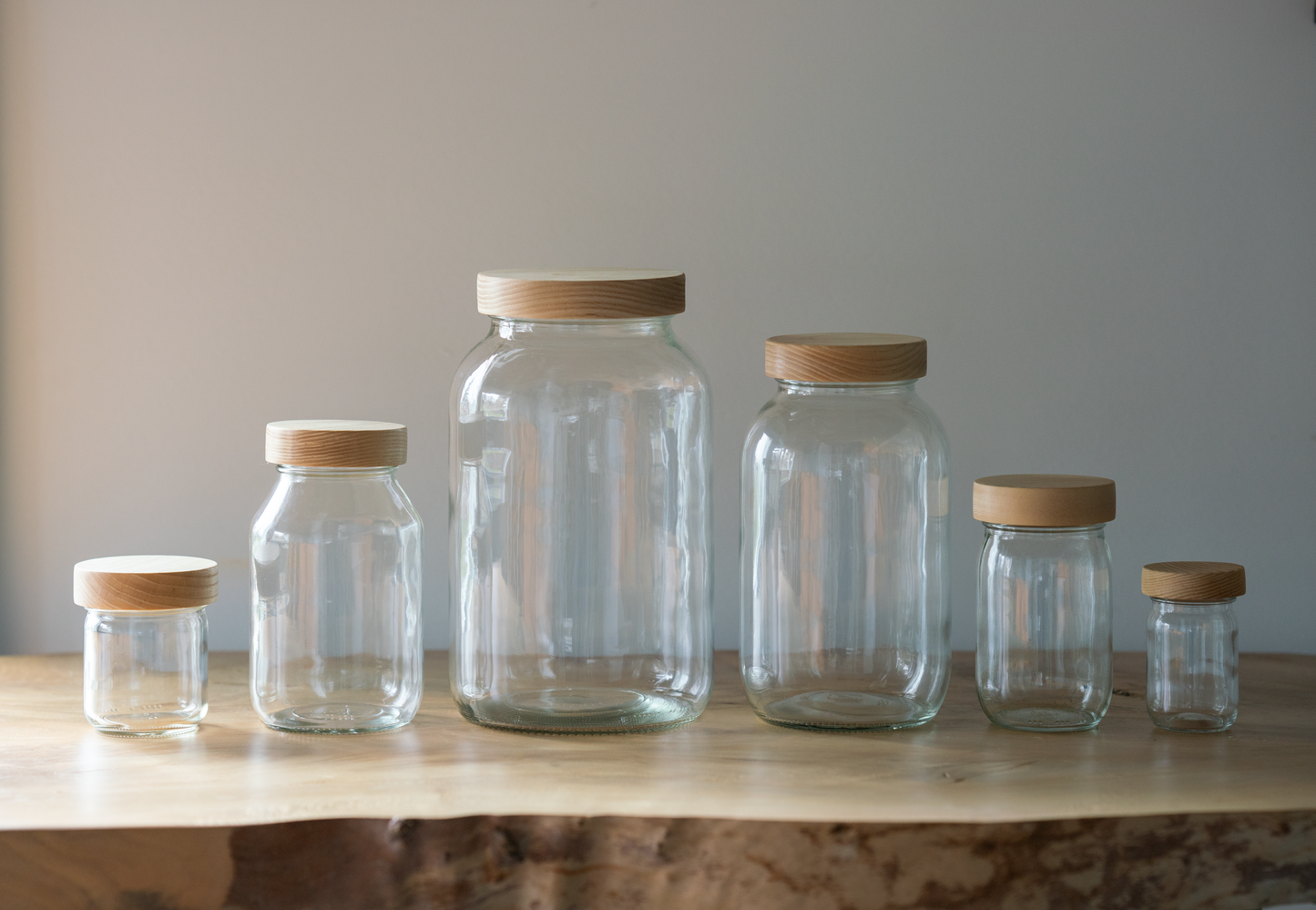 Mason Style Storage Jar with Wood Lid