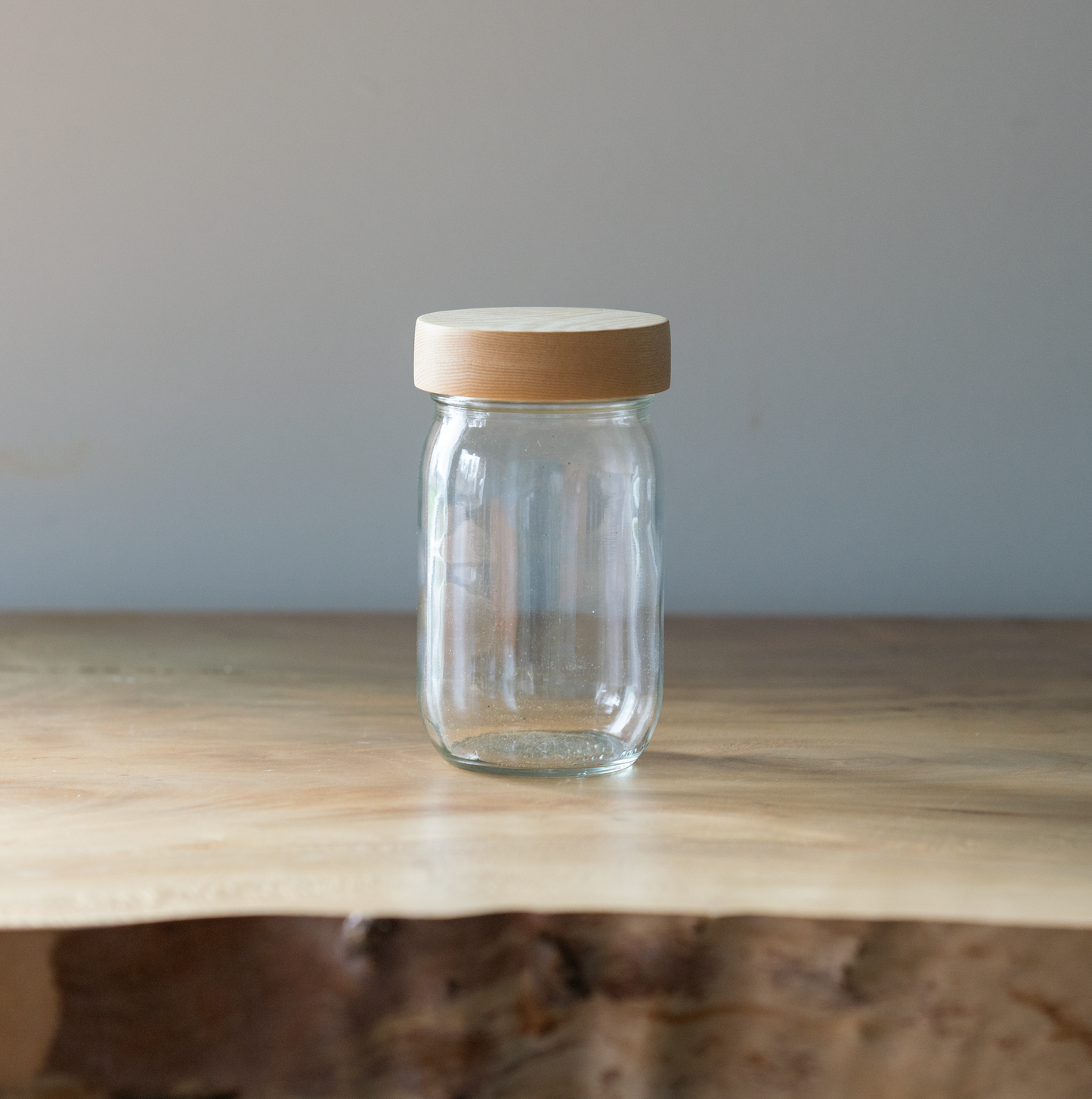 Mason Style Storage Jar with Wood Lid