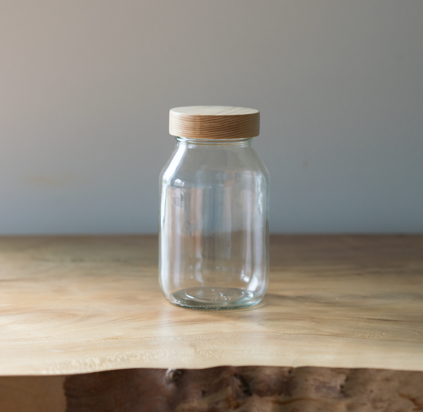 Mason Style Storage Jar with Wood Lid